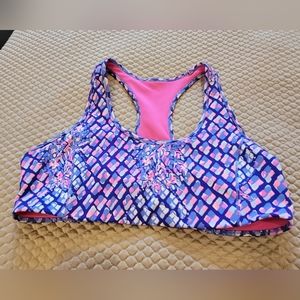 Lilly Pulitzer Luxletic Teegan Sports Bra Royal Purple Pop Up Toe In XL